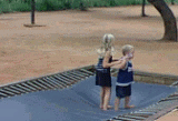 Trampolines are available to keep the kids busy